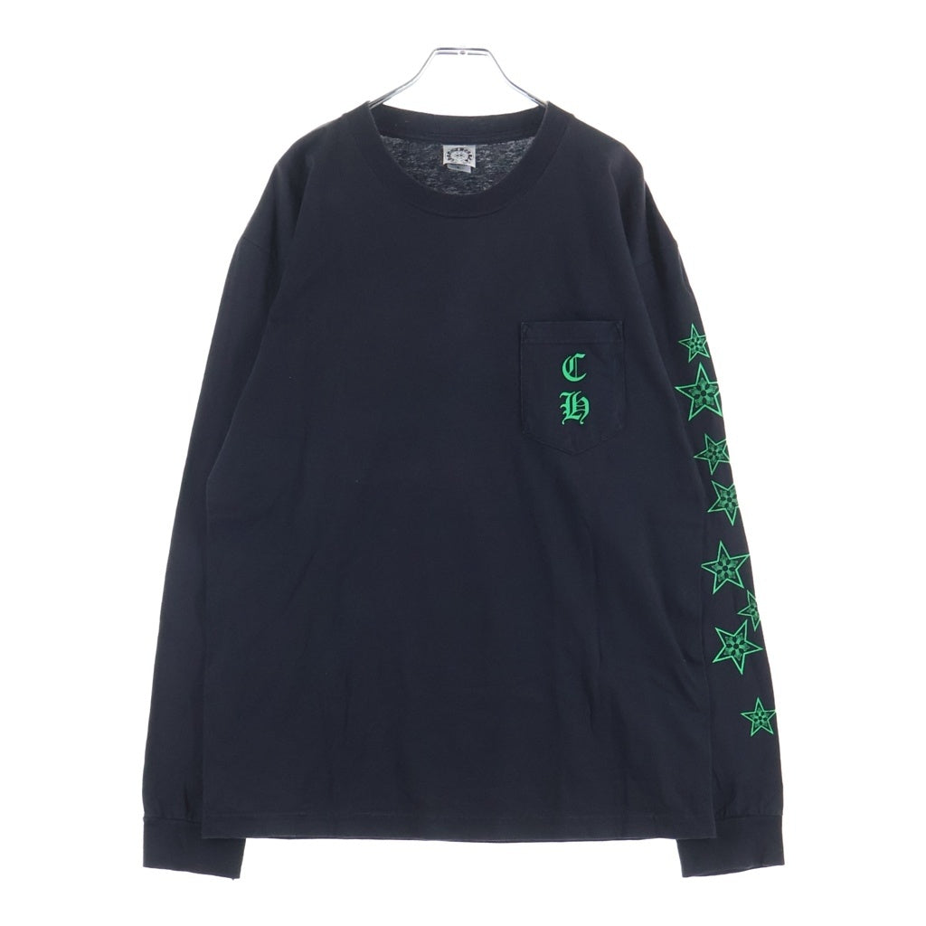 CHROME HEARTS(クロムハーツ) OLD バックCHプラス ホースシュープリント 長袖Tシャツカットソー ブラック/グリーン