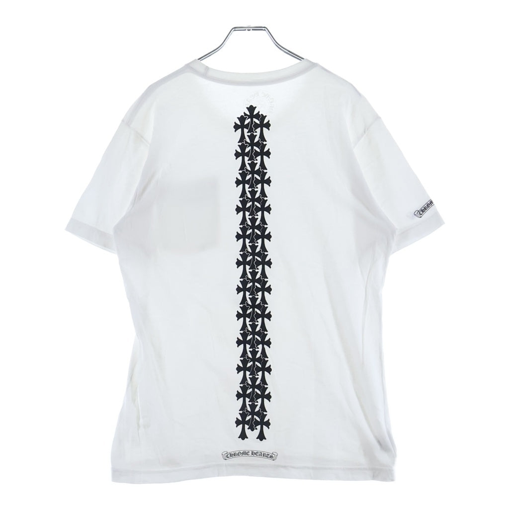 CHROME HEARTS(クロムハーツ) Cemetery Cross Tire Track Tee バックセメタリークロス タイヤトラック プリントTシャツ 半袖カットソー ホワイト