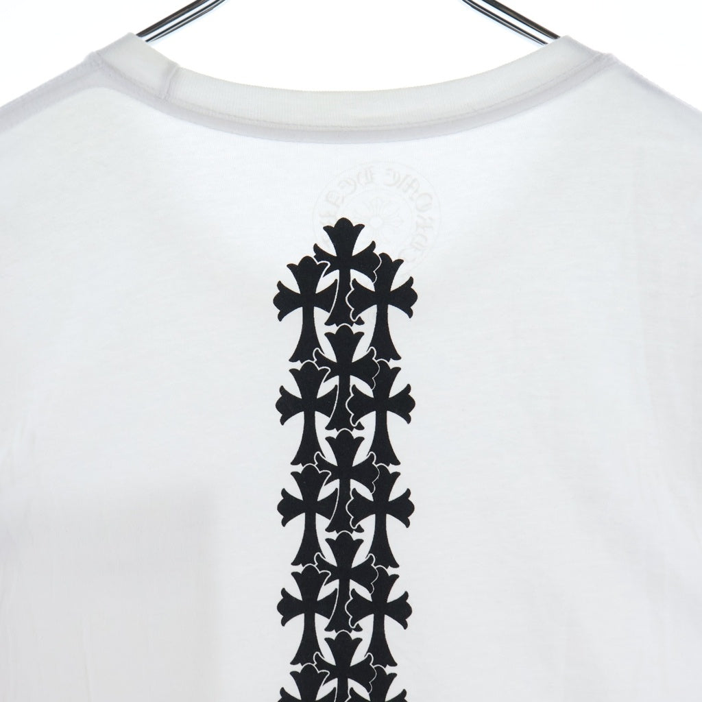 CHROME HEARTS(クロムハーツ) Cemetery Cross Tire Track Tee バックセメタリークロス タイヤトラック プリントTシャツ 半袖カットソー ホワイト