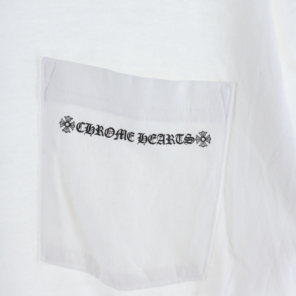 CHROME HEARTS(クロムハーツ) Cemetery Cross Tire Track Tee バックセメタリークロス タイヤトラック プリントTシャツ 半袖カットソー ホワイト