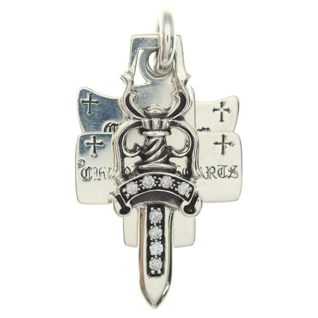CHROME HEARTS(クロムハーツ) 3TRINKETS P/D スリートリンケッツ PAVEダイヤ ネックレストップ シルバー