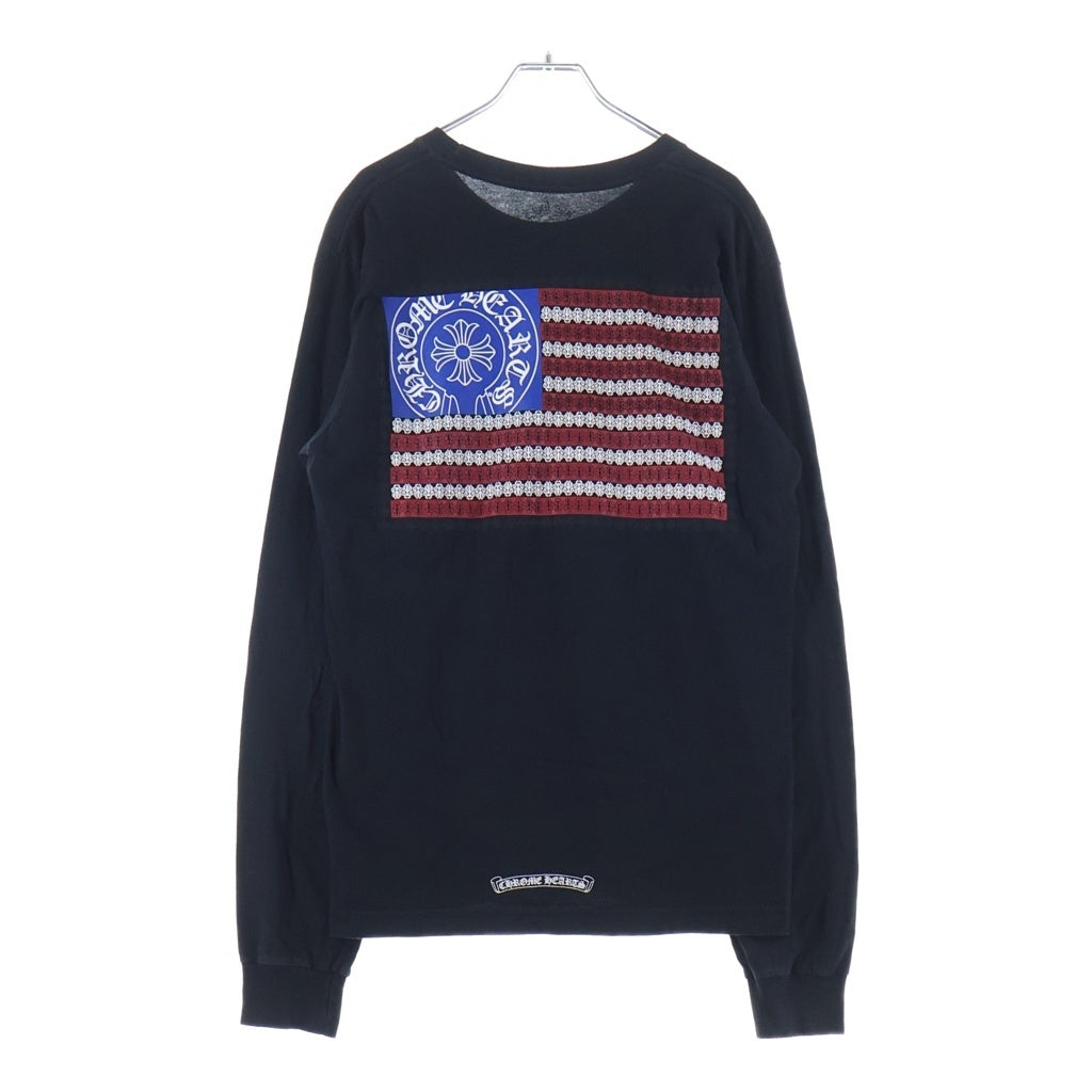 CHROME HEARTS(クロムハーツ) CH L/S アメリカンフラグプリント 長袖Tシャツカットソー ブラック -