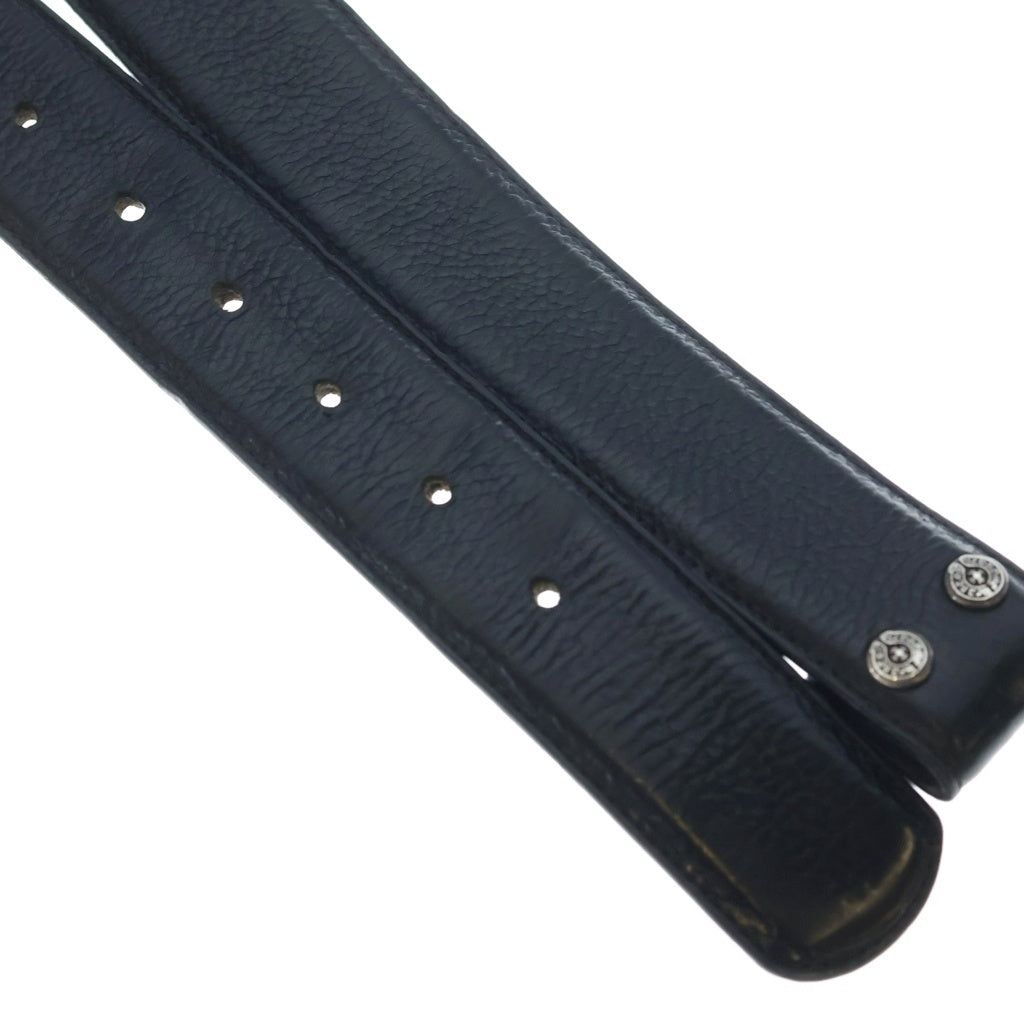 CHROME HEARTS(クロムハーツ) 1.5 STRAP 1.5inchスクロールレーベルリベッツ レザーベルト ‐
