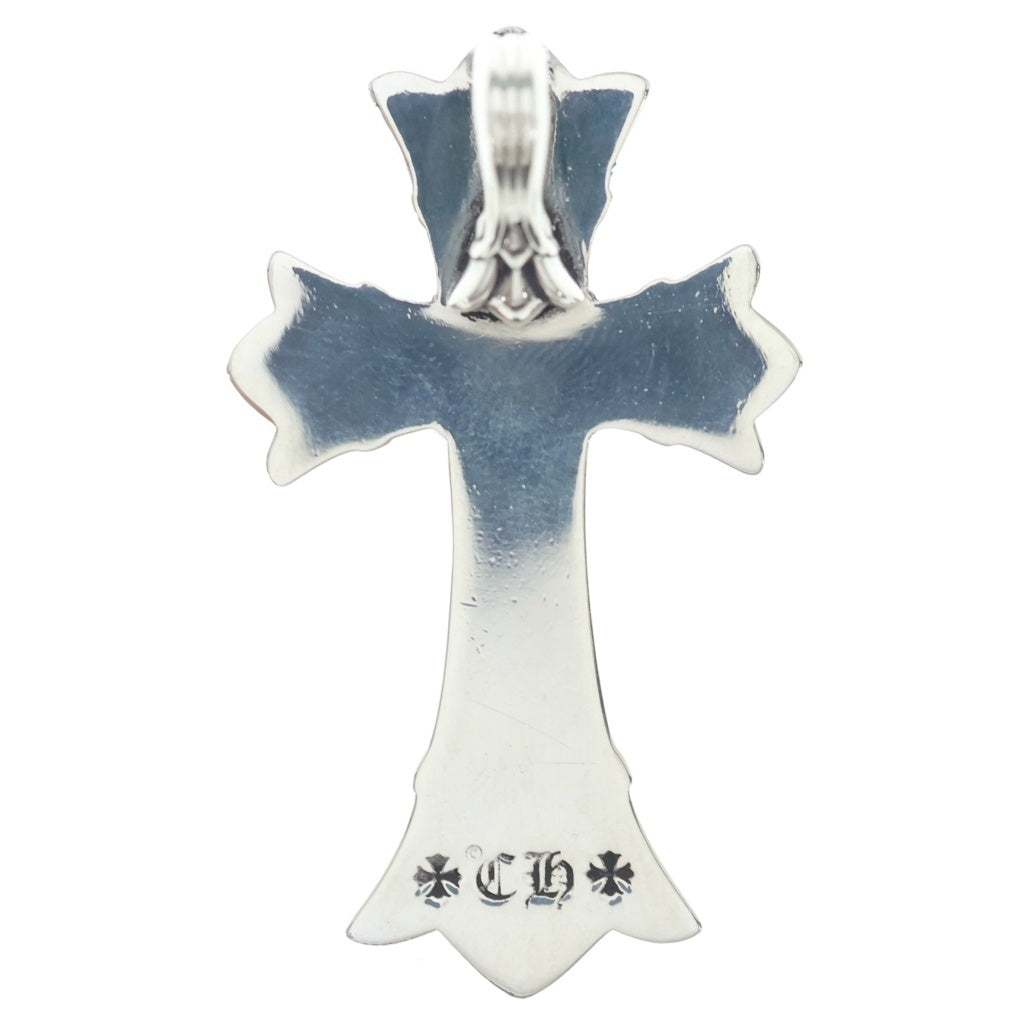CHROME HEARTS(クロムハーツ) DBL CH CRS SML P D スモールダブルCHクロス PAVEダイヤ ペンダント シルバーネックレストップ