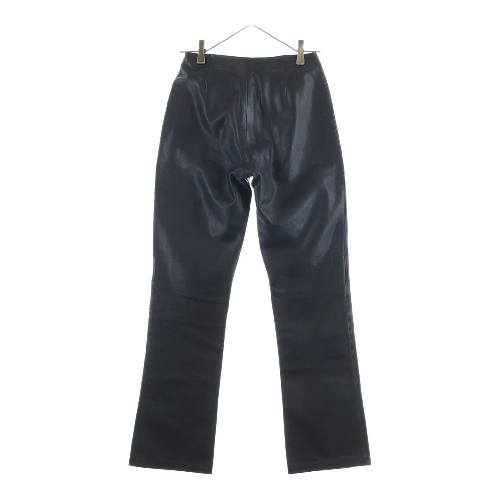 CHROME HEARTS(クロムハーツ) LTHR PANTS ボタンフライ クロスボールボタンフレアニーレザーロングパンツ レディース