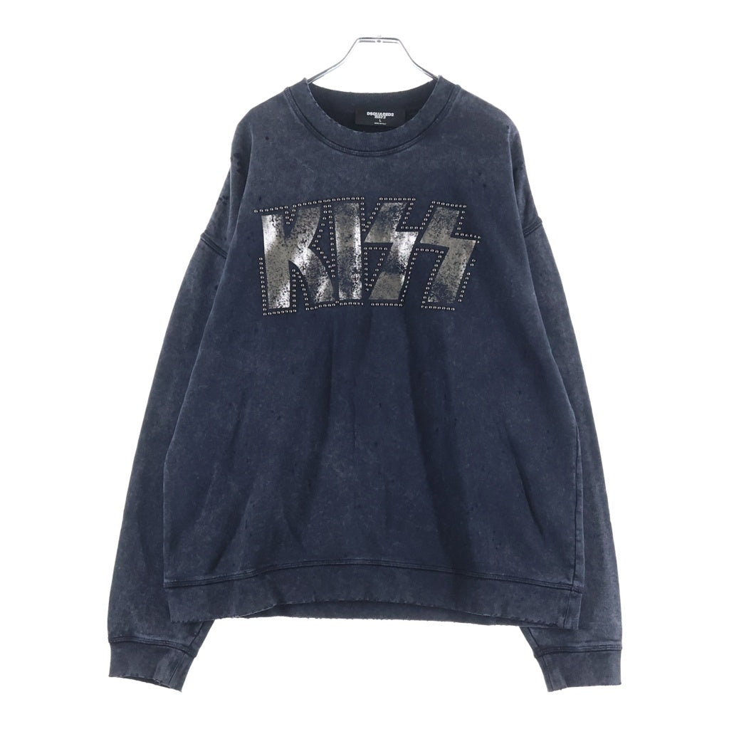 DSQUARED2(ディースクエアード) × KISS S78GU0087 S25030 ダメージ加工 スウェット トレーナー ブラック