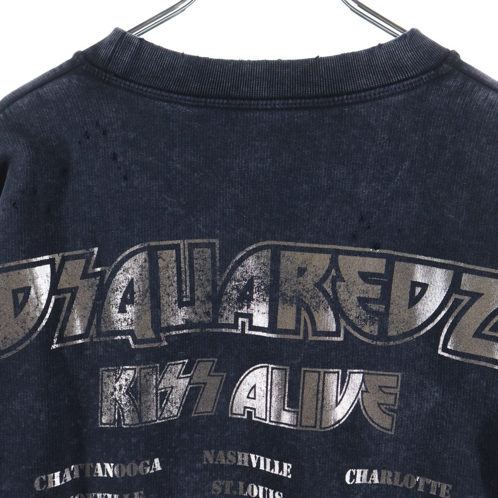 DSQUARED2(ディースクエアード) × KISS S78GU0087 S25030 ダメージ加工 スウェット トレーナー ブラック