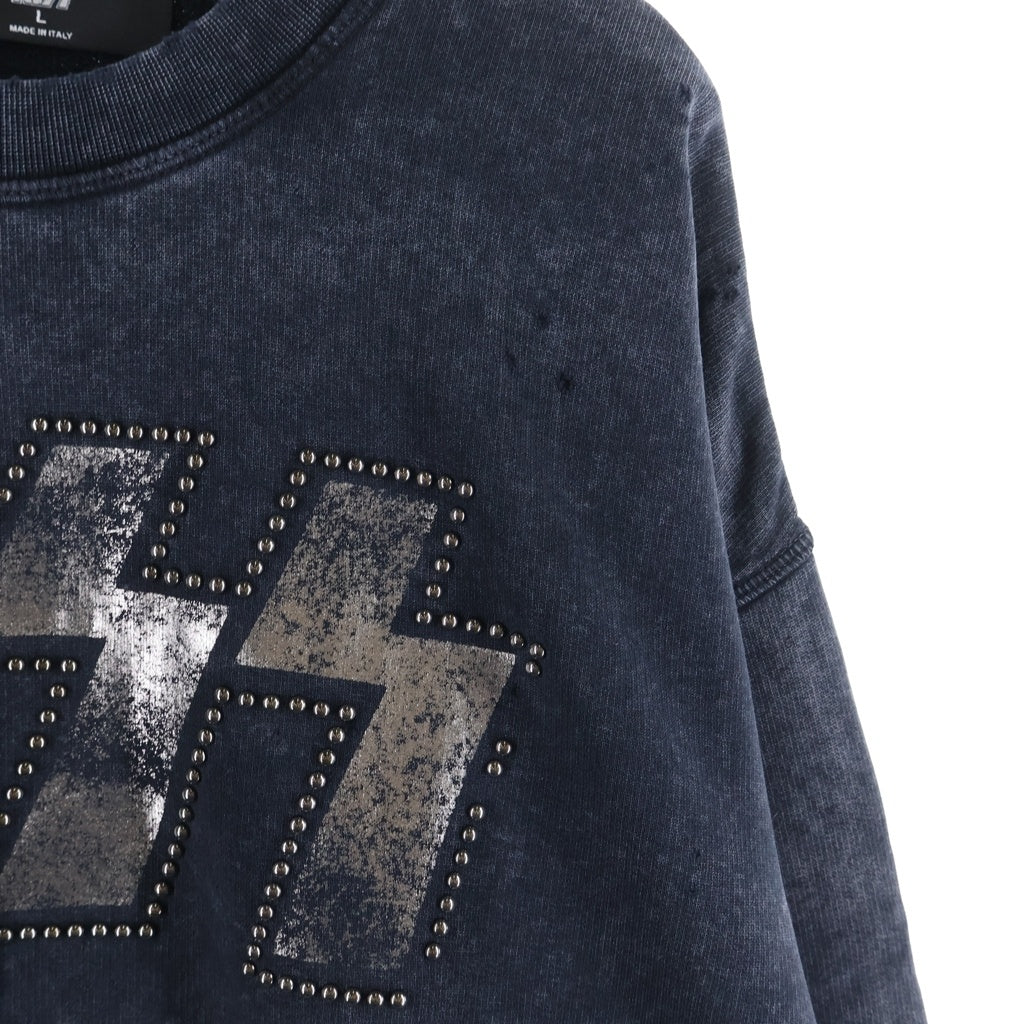 DSQUARED2(ディースクエアード) × KISS S78GU0087 S25030 ダメージ加工 スウェット トレーナー ブラック