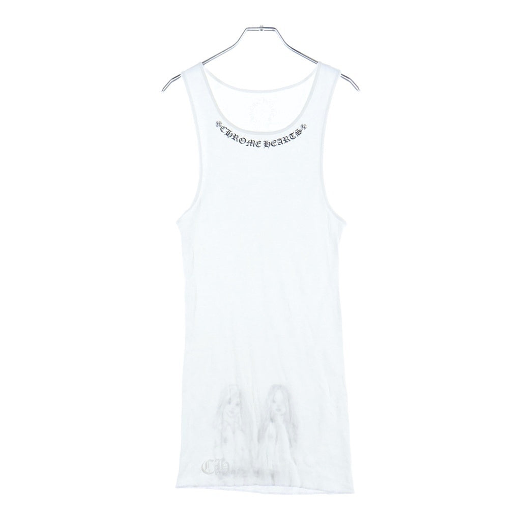 CHROME HEARTS(クロムハーツ) RIB TANK ネックロゴ バックプリント タンクトップ ホワイト