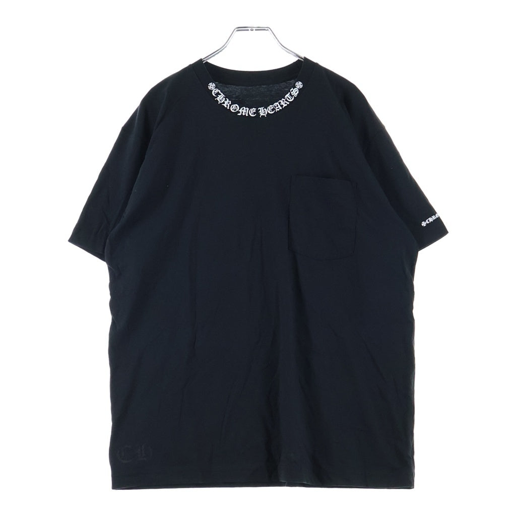 CHROME HEARTS(クロムハーツ) CH T-SHRT 1 ネックロゴプリントTシャツ ブラック/ホワイト