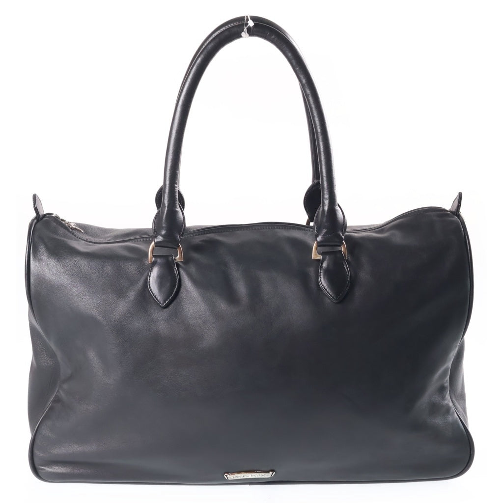 CHROME HEARTS(クロムハーツ) ラージクロス付きレザーボストンバッグ ブラック/シルバー