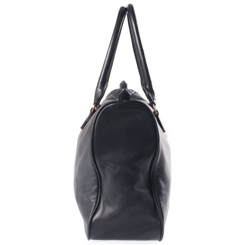 CHROME HEARTS(クロムハーツ) ラージクロス付きレザーボストンバッグ ブラック/シルバー