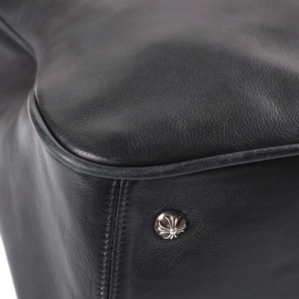 CHROME HEARTS(クロムハーツ) ラージクロス付きレザーボストンバッグ ブラック/シルバー