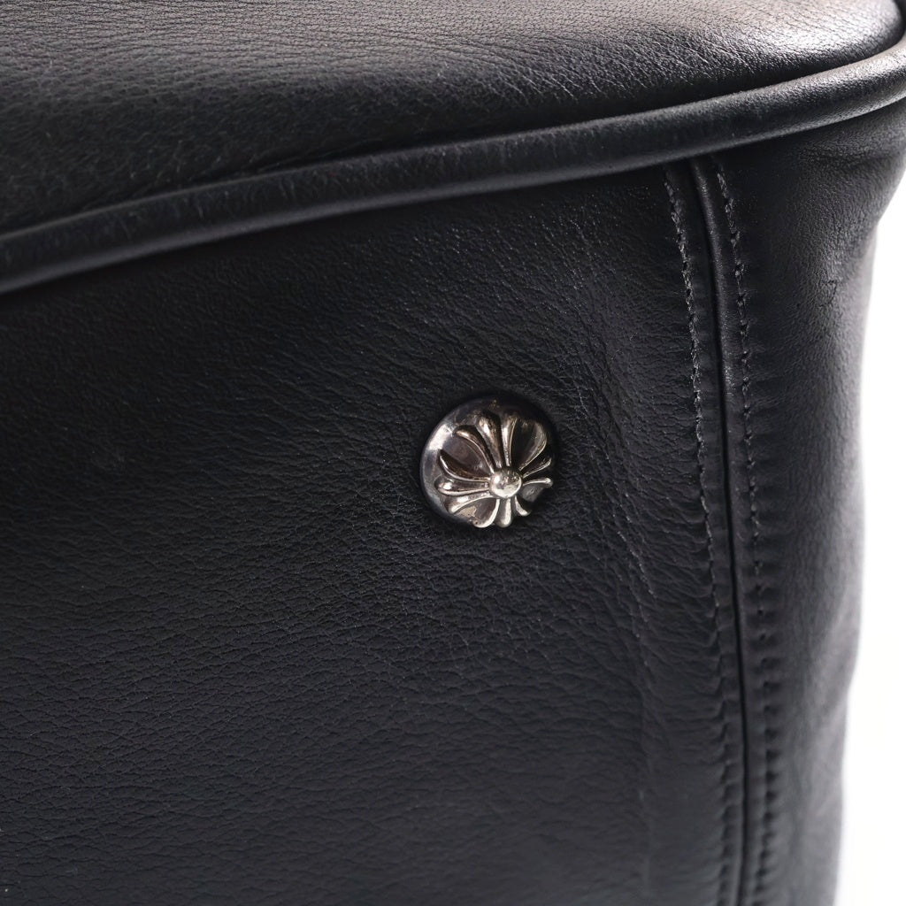 CHROME HEARTS(クロムハーツ) ラージクロス付きレザーボストンバッグ ブラック/シルバー