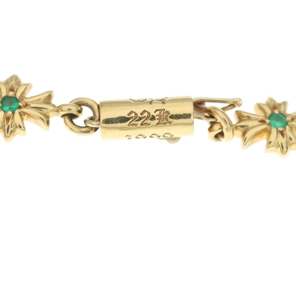 CHROME HEARTS(クロムハーツ) 22K TNY E CH PLS P EMRLD タイニーECHプラス PAVEエメラルド ゴールドブレスレットブレスレット