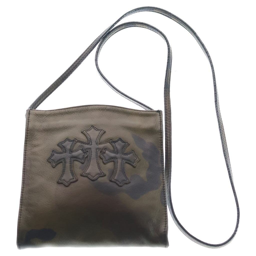 CHROME HEARTS(クロムハーツ) SQ PKT 3CEME CRS スクエアポケット 3クロスパッチレザーシショルダーバッグ カモフラージュ ‐