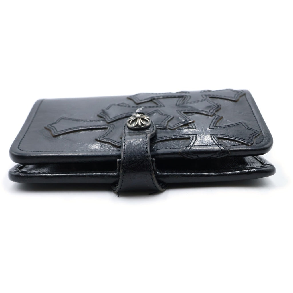 CHROME HEARTS(クロムハーツ) AGENDA FRNT4CEMECROSS セメタリークロスパッチクロスボールボタン手帳カバー ブラック