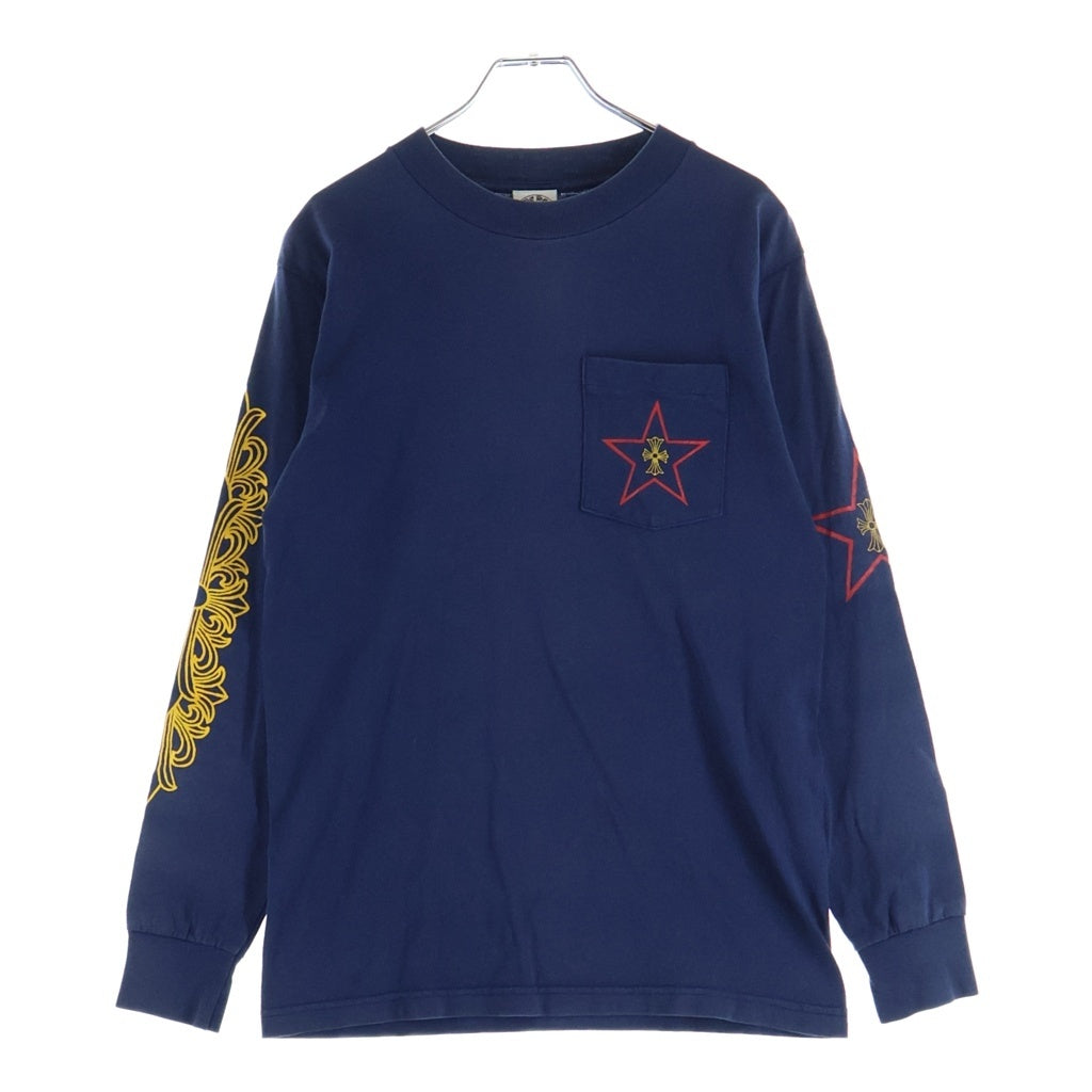 CHROME HEARTS(クロムハーツ) OLD GALF Intellectual Gallery アームフローラル 長袖Tシャツ カットソー ネイビー