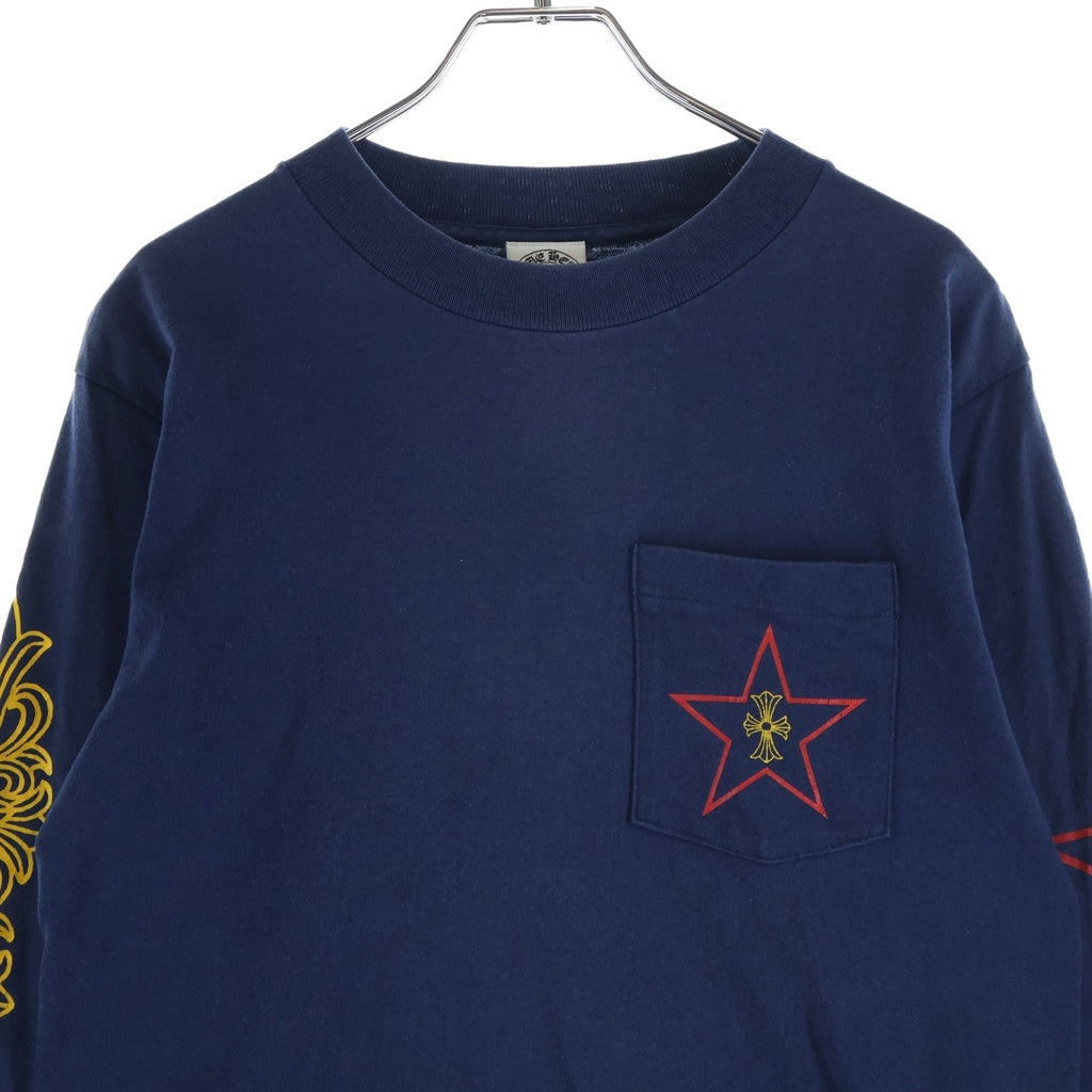 CHROME HEARTS(クロムハーツ) OLD GALF Intellectual Gallery アームフローラル 長袖Tシャツ カットソー ネイビー