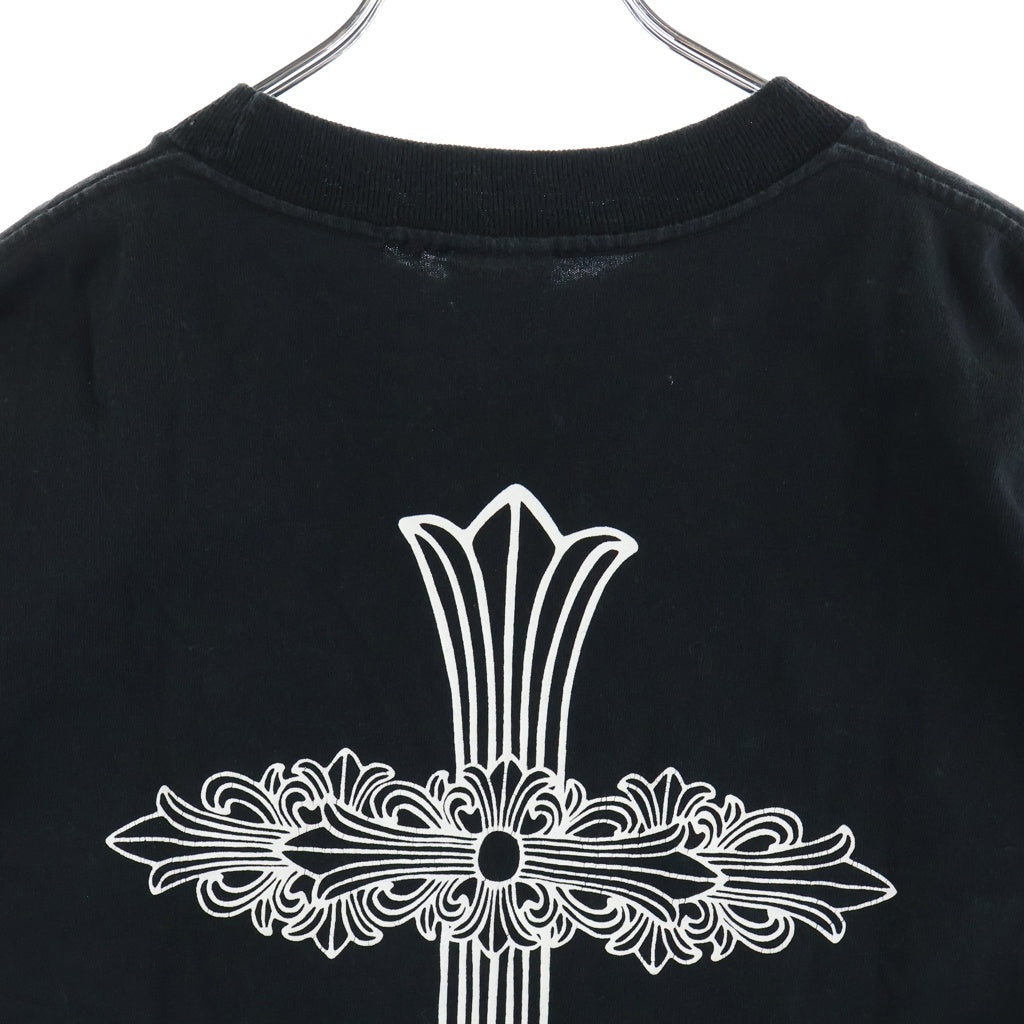 CHROME HEARTS(クロムハーツ) OLD S/S オールド ネックロゴバックフローラルクロスプリント クルーネック半袖Tシャツカットソー ブラック