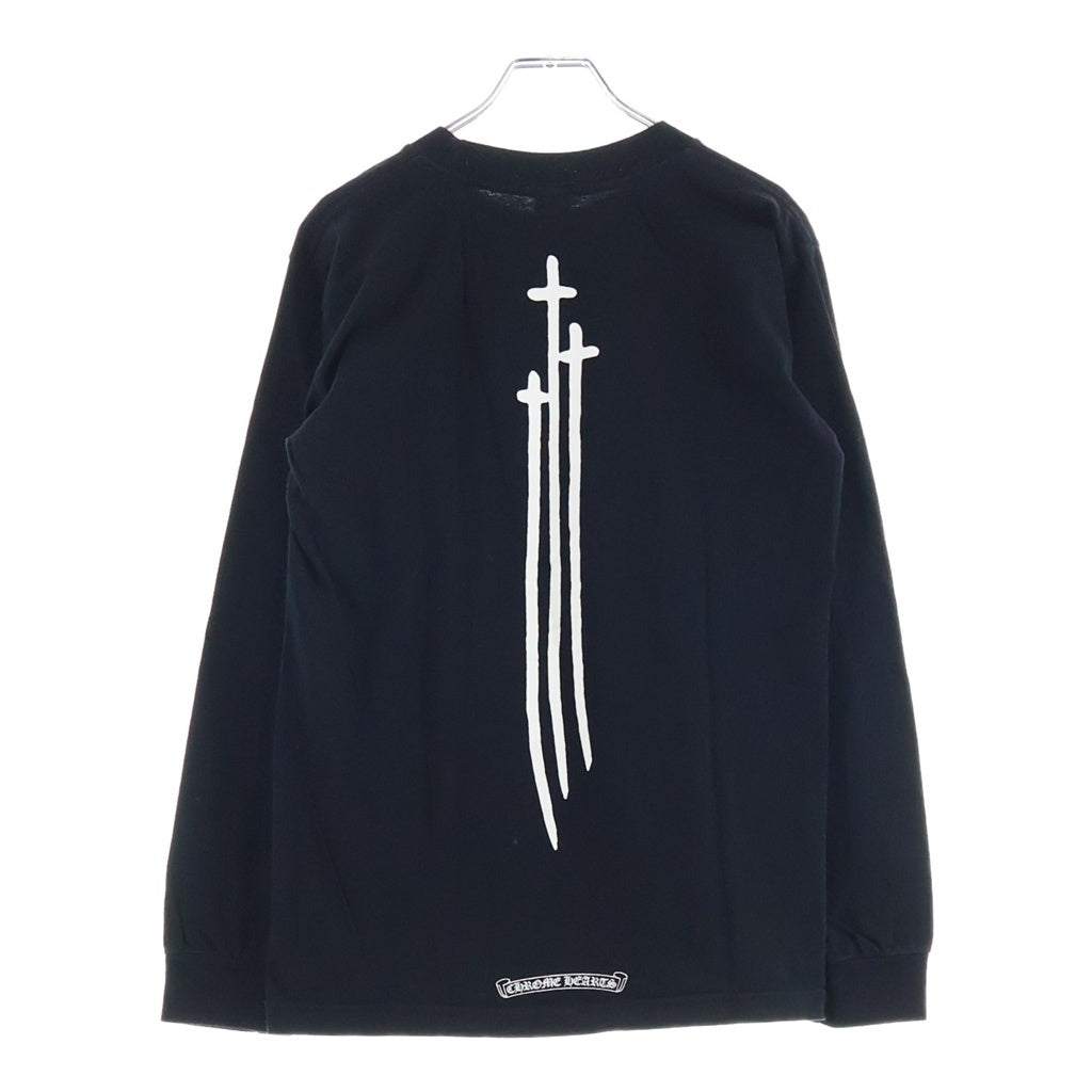 CHROME HEARTS(クロムハーツ) RS3 CROSS L/S TEE ヴァーティカルロゴ アールエススリー 長袖クルーネックカットソー ブラック