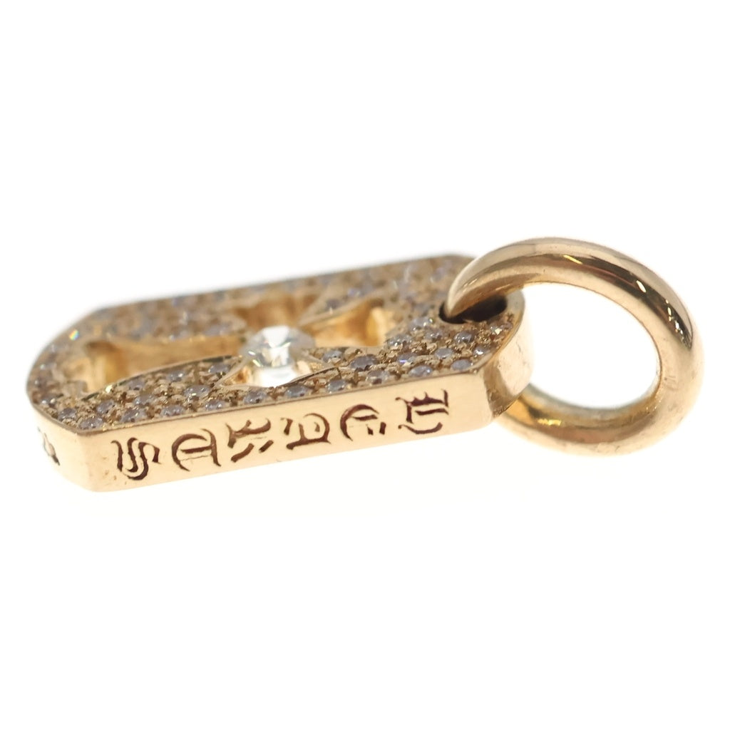 CHROME HEARTS(クロムハーツ) 22K DT TNY CO CRS P D タイニーカットアウトクロスドッグタグ センターPAVEダイヤ チャーム ゴールドネックレストップ