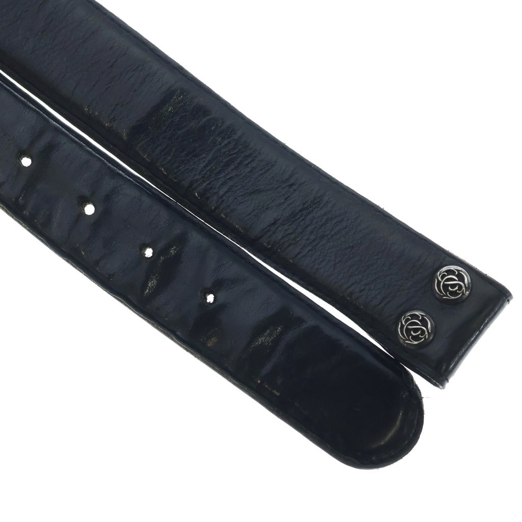 CHROME HEARTS(クロムハーツ) 1.5 STRAP 1.5inchフローラルリベッツ レザーベルト ブラック