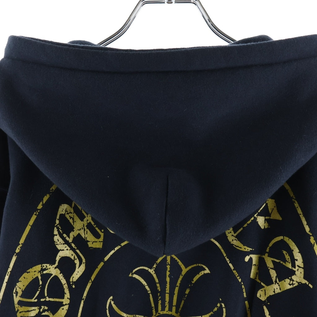 CHROME HEARTS(クロムハーツ) OLD CH Plus Gold Horseshoe Print Zip Hoodie オールド CHプラス ゴールド ホースシュー プリント 裏地サーマル パーカー ブラック
