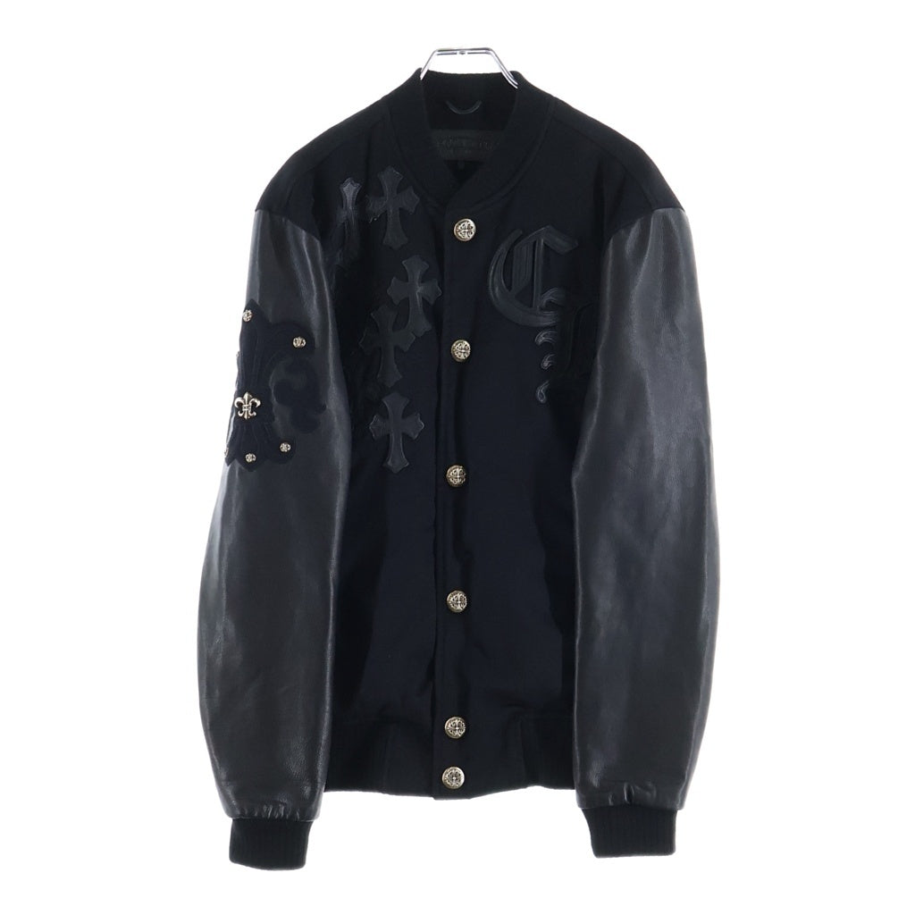 CHROME HEARTS(クロムハーツ) LETTERMAN レターマン CHマルチレザーパッチレザースリーブブルゾン ブラック/グレー