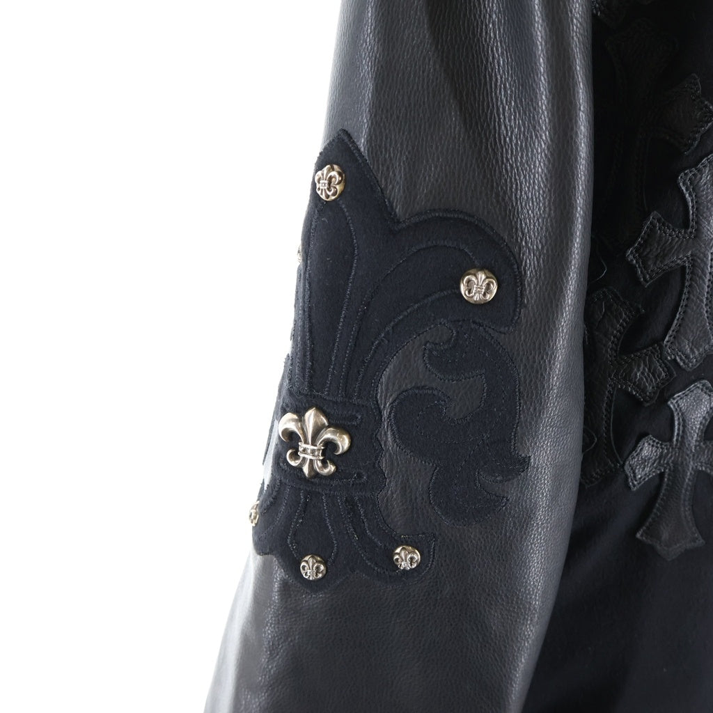 CHROME HEARTS(クロムハーツ) LETTERMAN レターマン CHマルチレザーパッチレザースリーブブルゾン ブラック/グレー