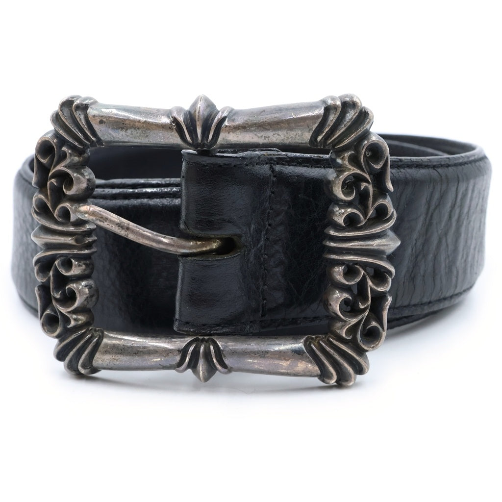 CHROME HEARTS(クロムハーツ) BLT FILIGREE OTJ フィリグリーOTJバックル レザーベルト ブラック/シルバー