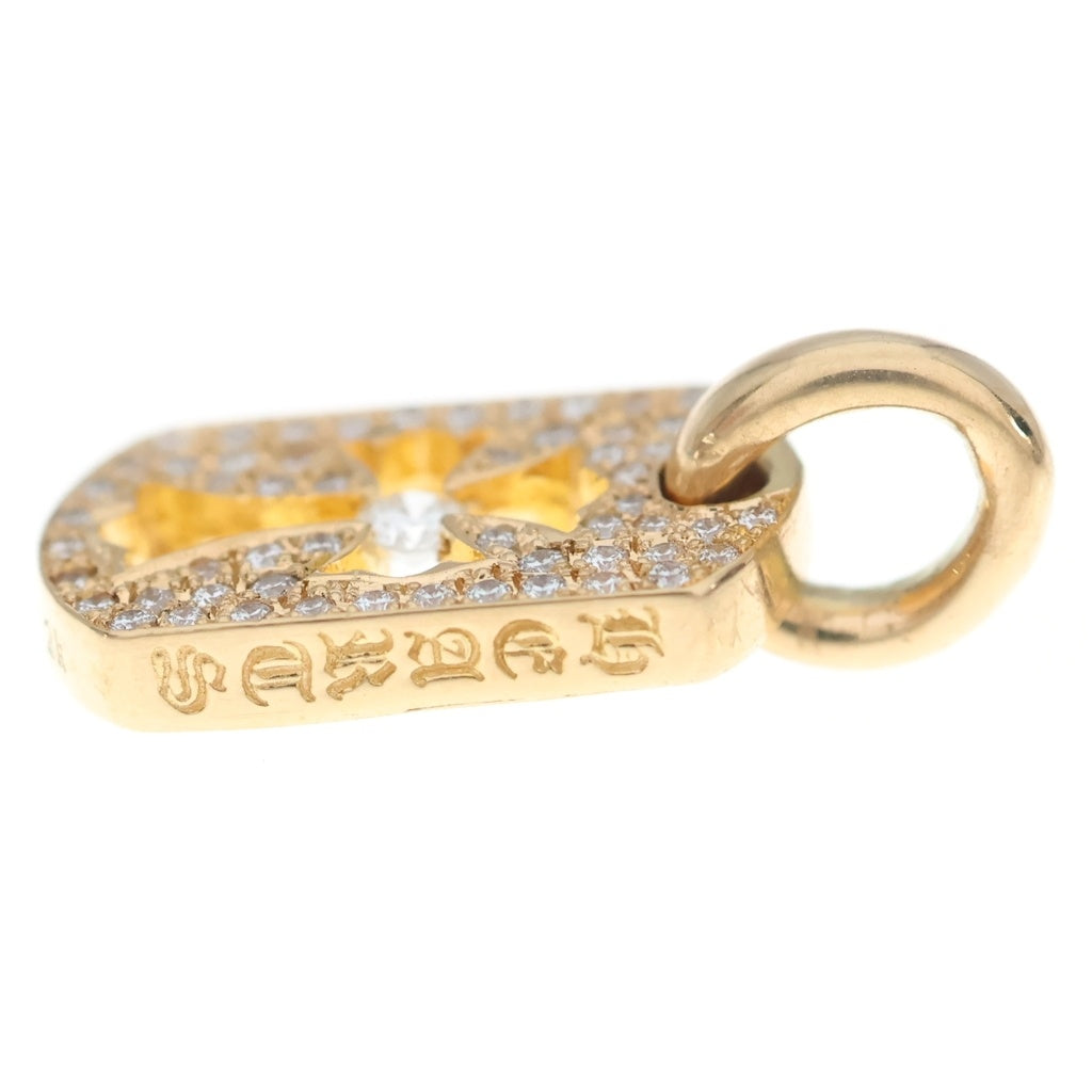 CHROME HEARTS(クロムハーツ) 22K DT TNY CO CRS P D タイニーカットアウトクロスドッグタグ センターPAVEダイヤ チャーム ゴールドネックレストップ