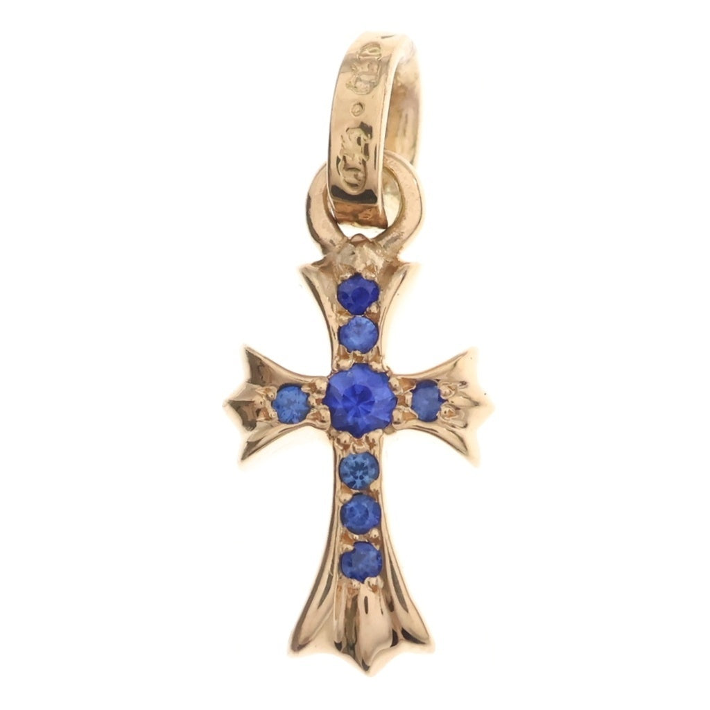 CHROME HEARTS(クロムハーツ) 22K CRS BBYFAT P SAP B ベイビーファット PAVEブルーサファイア チャーム ゴールドネックレストップ ゴールド/ブルー