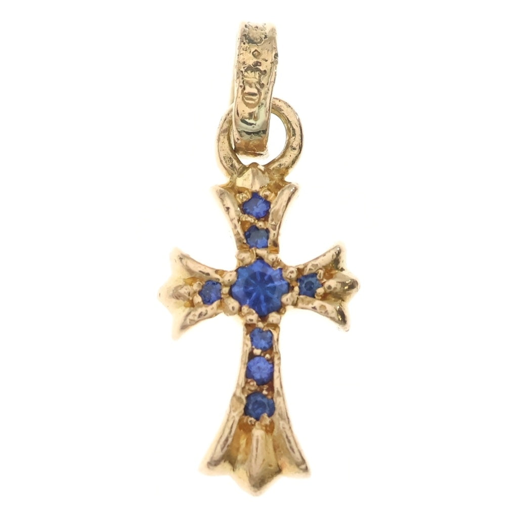 CHROME HEARTS(クロムハーツ) 22K CRS BBYFAT P SAP B ベイビーファット PAVEブルーサファイア チャーム ゴールドネックレストップ
