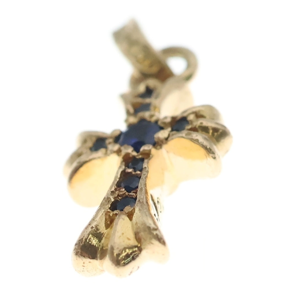 CHROME HEARTS(クロムハーツ) 22K CRS BBYFAT P SAP B ベイビーファット PAVEブルーサファイア チャーム ゴールドネックレストップ