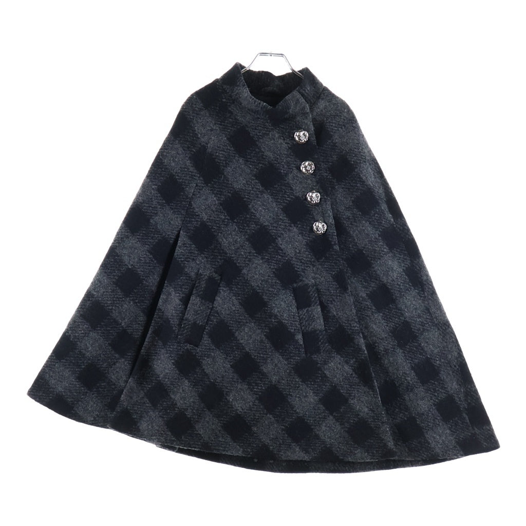 CHROME HEARTS(クロムハーツ) BSフレアボタン チェックウールポンチョ マント グレー/ブラック レディース