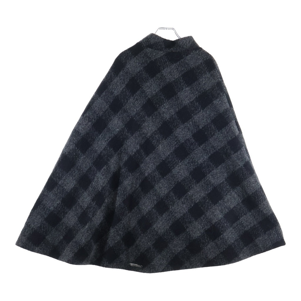 CHROME HEARTS(クロムハーツ) BSフレアボタン チェックウールポンチョ マント グレー/ブラック レディース