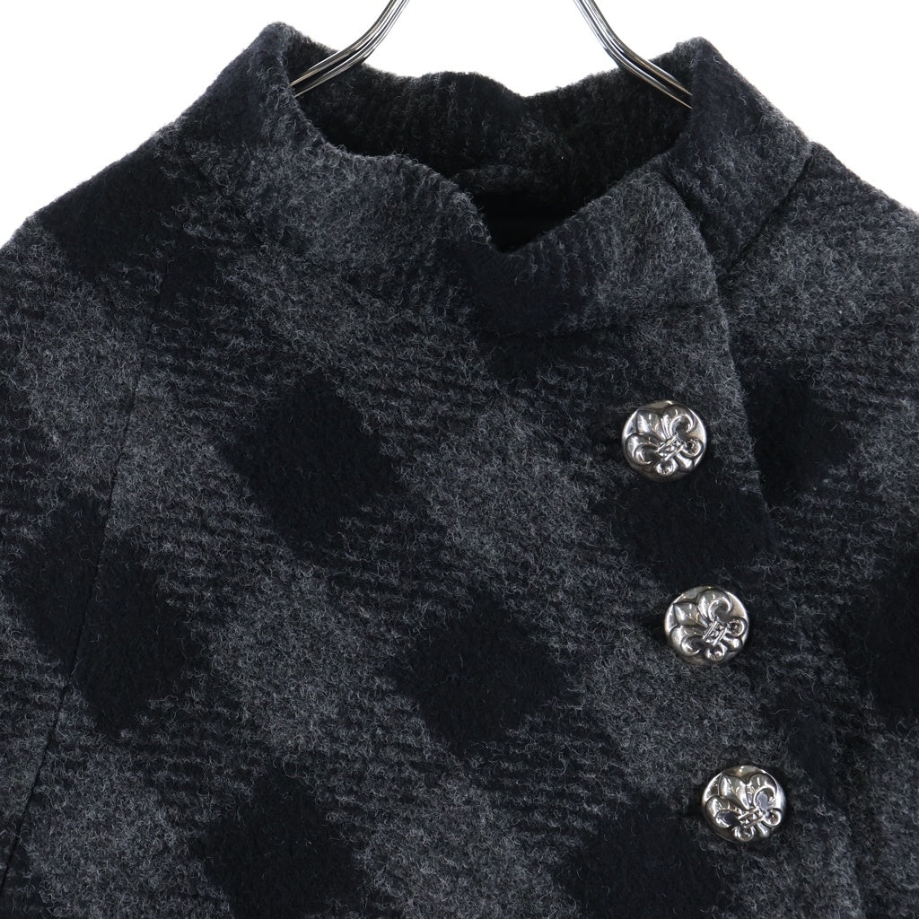 CHROME HEARTS(クロムハーツ) BSフレアボタン チェックウールポンチョ マント グレー/ブラック レディース