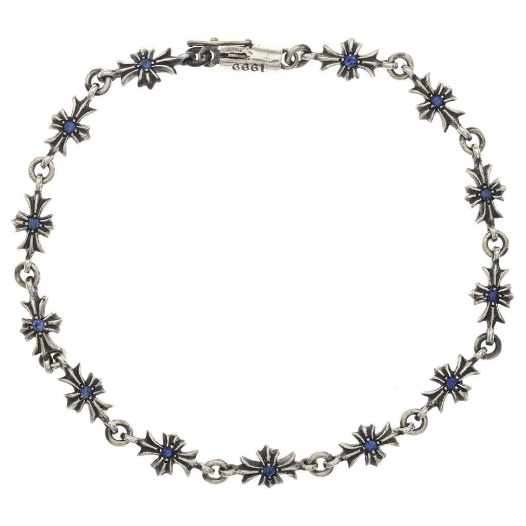 CHROME HEARTS(クロムハーツ) TNY E CH PLS P SAP タイニーECHプラス PAVEブルーサファイア ゴールドブレスレット シルバー/ブルー