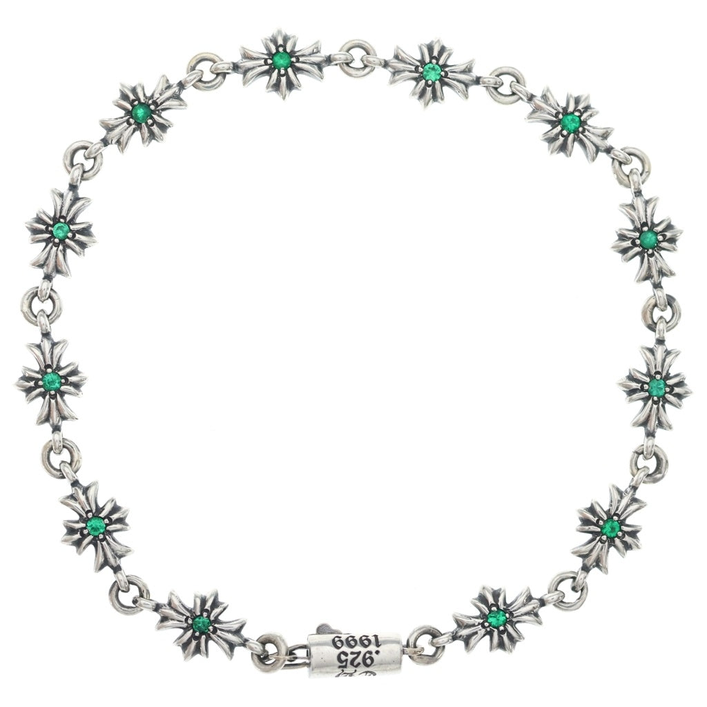 CHROME HEARTS(クロムハーツ) TNY E CH PLS P EMRLD タイニーECHプラス PAVEエメラルド シルバーブレスレット シルバー/エメラルド