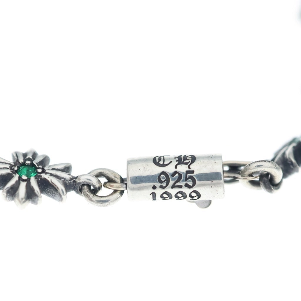 CHROME HEARTS(クロムハーツ) TNY E CH PLS P EMRLD タイニーECHプラス PAVEエメラルド シルバーブレスレット シルバー/エメラルド