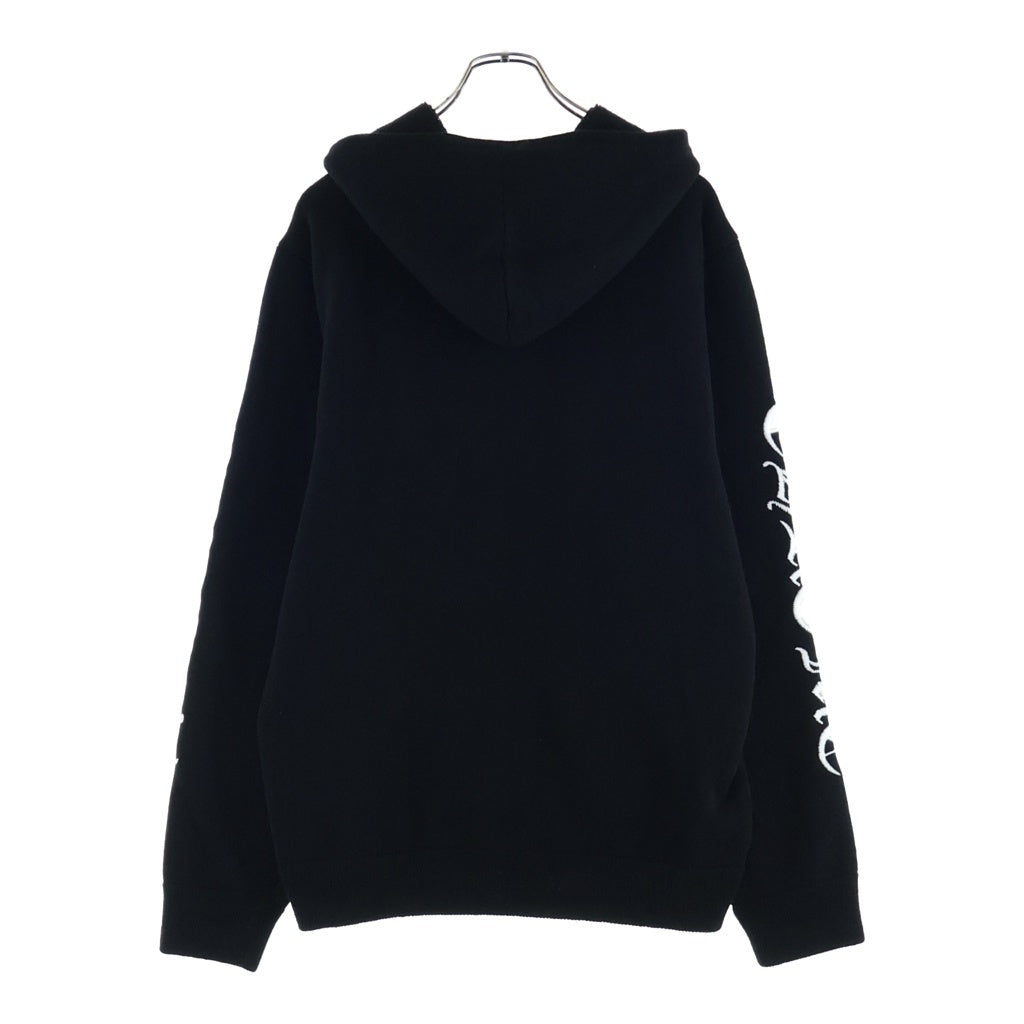 CHROME HEARTS(クロムハーツ) U LIFE SENTENCE ZIP HD 袖ロゴ刺繍カシミヤジップアップパーカー ブラック/ホワイト