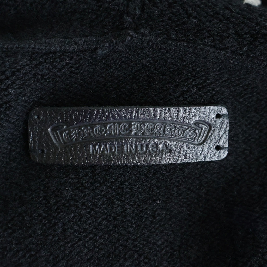 CHROME HEARTS(クロムハーツ) U LIFE SENTENCE ZIP HD 袖ロゴ刺繍カシミヤジップアップパーカー ブラック/ホワイト