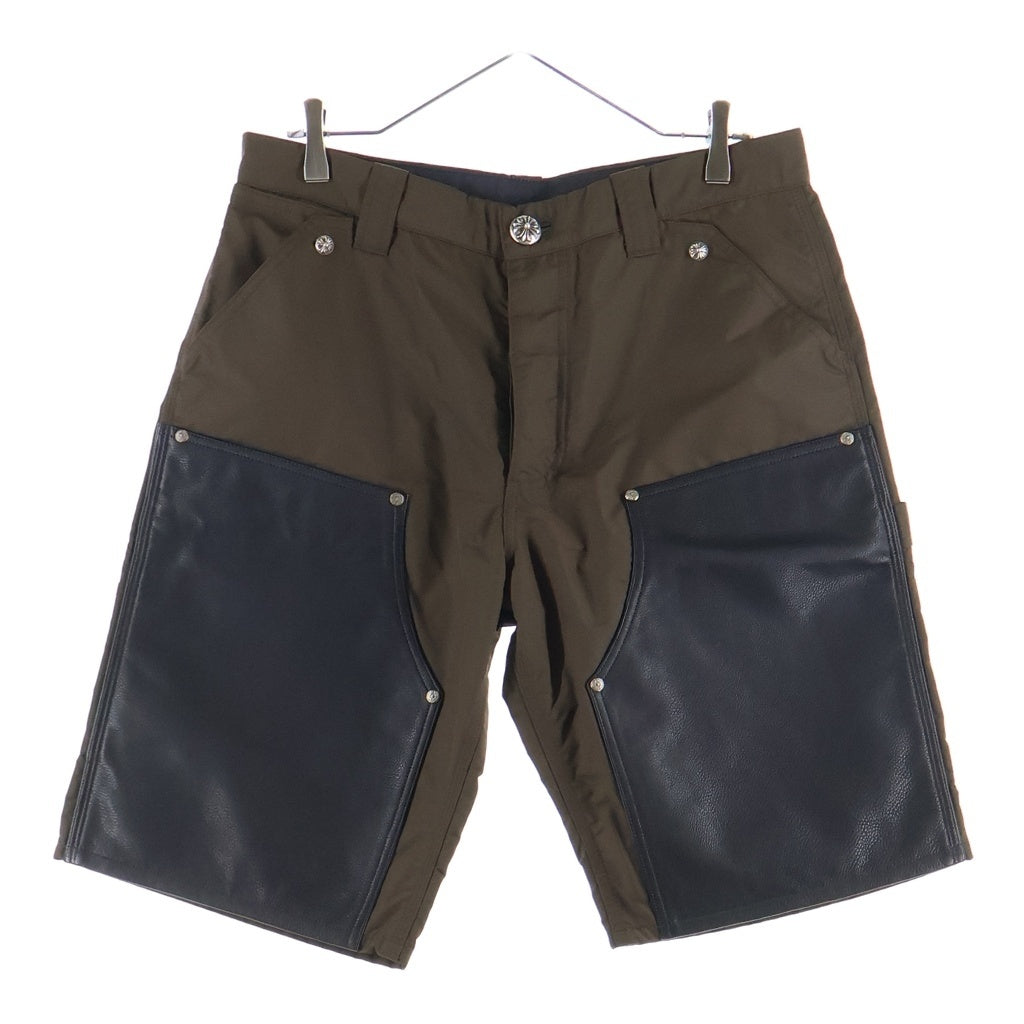 CHROME HEARTS(クロムハーツ) CARPENTER SHORTS レザー切り替えナイロンカーペンターハーフパンツ ブラウン/ブラック