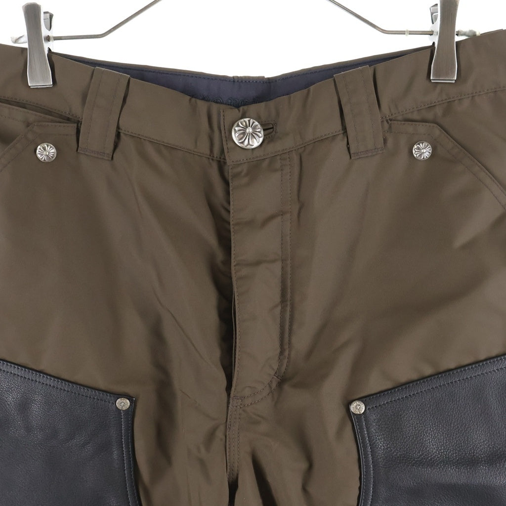 CHROME HEARTS(クロムハーツ) CARPENTER SHORTS レザー切り替えナイロンカーペンターハーフパンツ ブラウン/ブラック