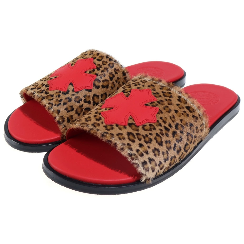 CHROME HEARTS(クロムハーツ) CH SLIDE CHプラスパッチレオパードハラコサンダル レッド/ベージュ