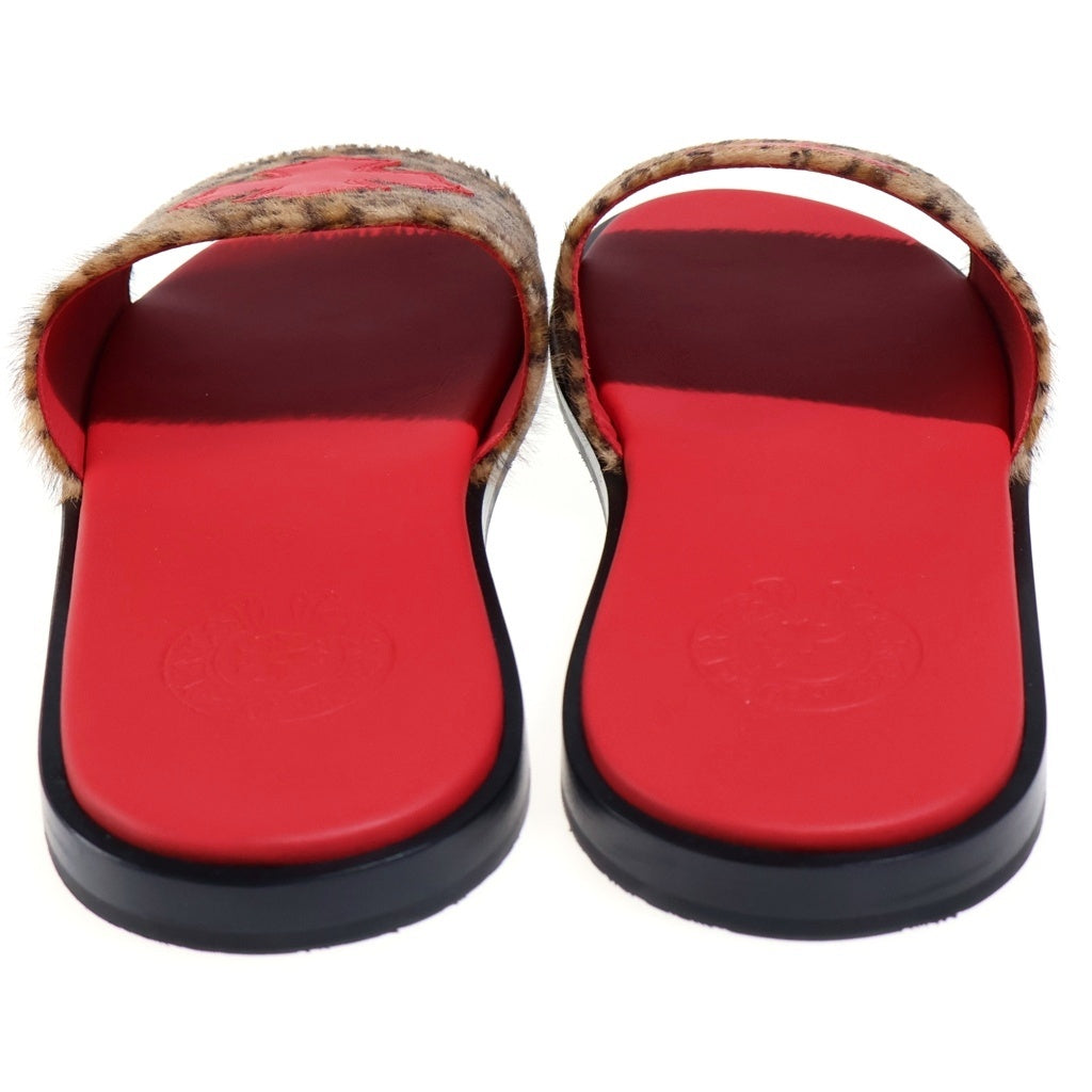 CHROME HEARTS(クロムハーツ) CH SLIDE CHプラスパッチレオパードハラコサンダル レッド/ベージュ