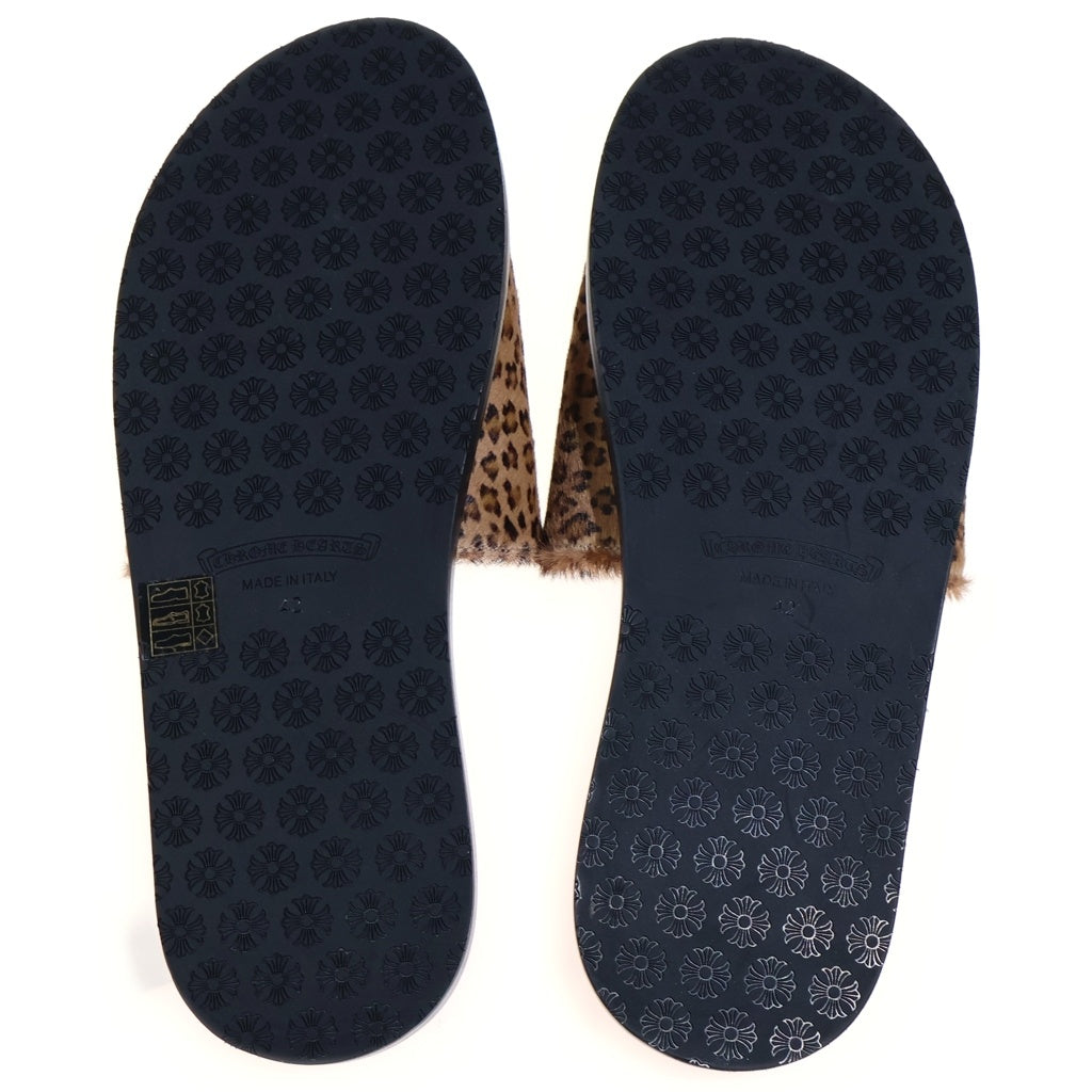 CHROME HEARTS(クロムハーツ) CH SLIDE CHプラスパッチレオパードハラコサンダル レッド/ベージュ