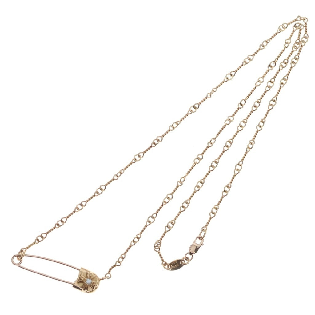 CHROME HEARTS(クロムハーツ) 22K SAFETY PIN T20 1DIAセーフティピンツイストチェーン 1ダイヤ ゴールドネックレス