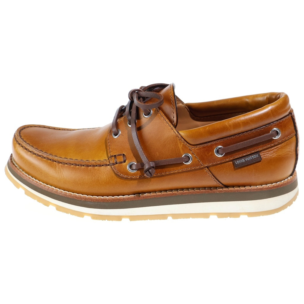 LOUIS VUITTON(ルイヴィトン) モカシンロゴ レザーデッキシューズ ブラウン FA0183